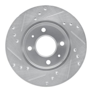 Nissan TSURU Brake Rotor (1) - Front Right - R1 Concepts - Drilled & Slotted - Silver - `86-`17